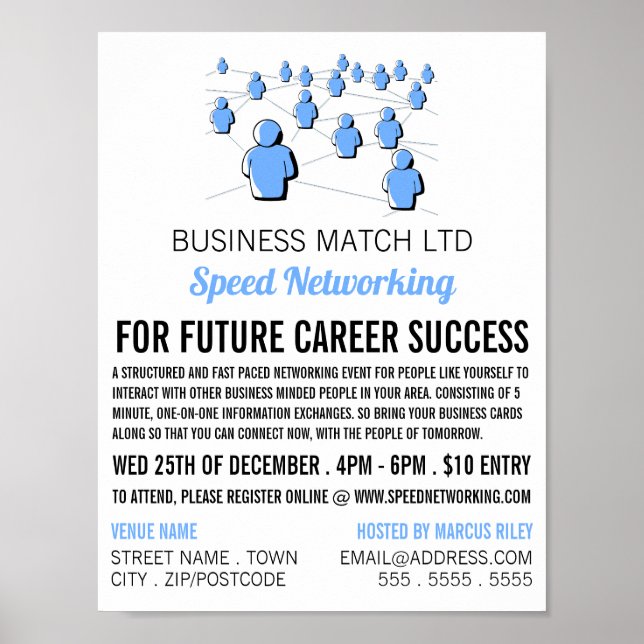 Poster Pessoas Connect, Anúncios de eventos de rede de ve (Frente)