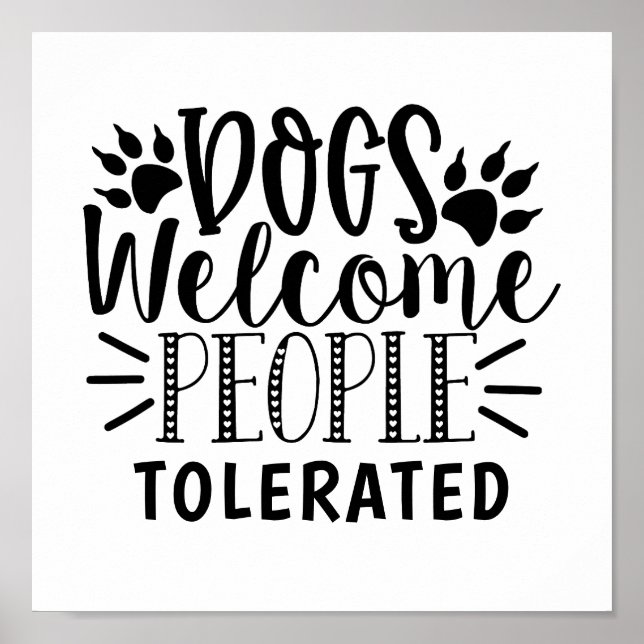 Poster Pessoas de boas-vindas a cães com tipografia toler (Frente)