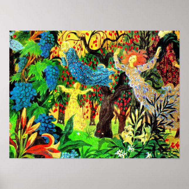 Póster pessoas de fadas na floresta (Frente)