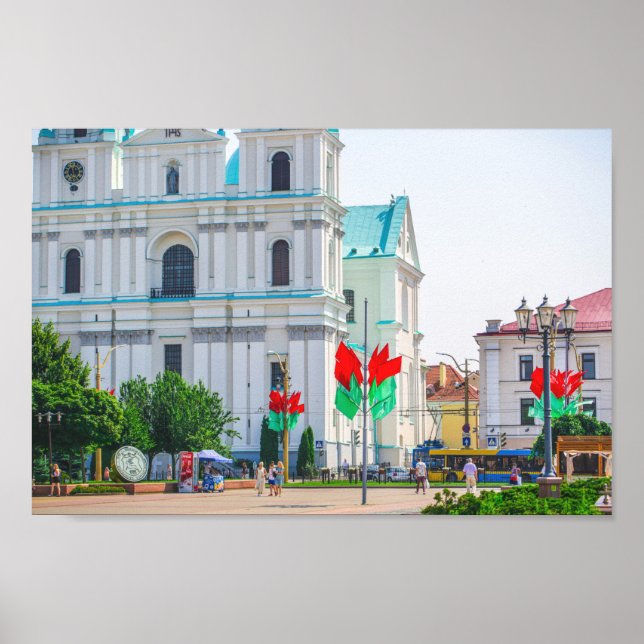 Poster Pessoas de vida da arquitetura da cidade de Grodno (Frente)