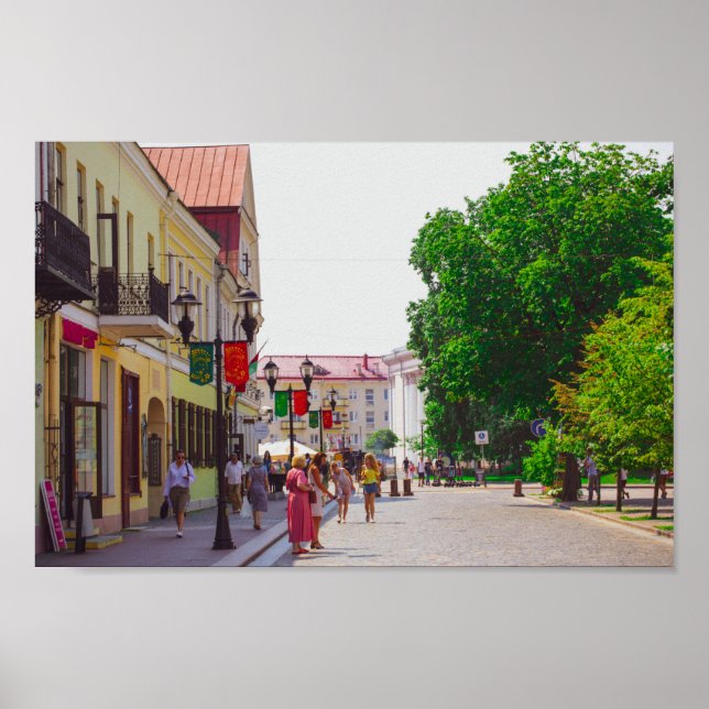 Poster Pessoas de vida da arquitetura da cidade de Grodno (Frente)