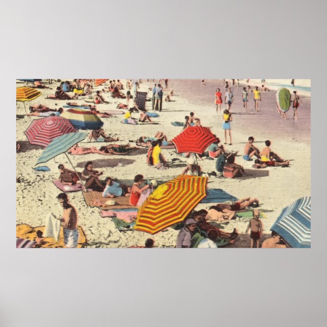 POSTER PESSOAS EM PRAIA DURANTE O DIA (Frente)