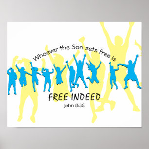 Poster Pessoas GRÁTIS Dançando John 8:36 Personalizado