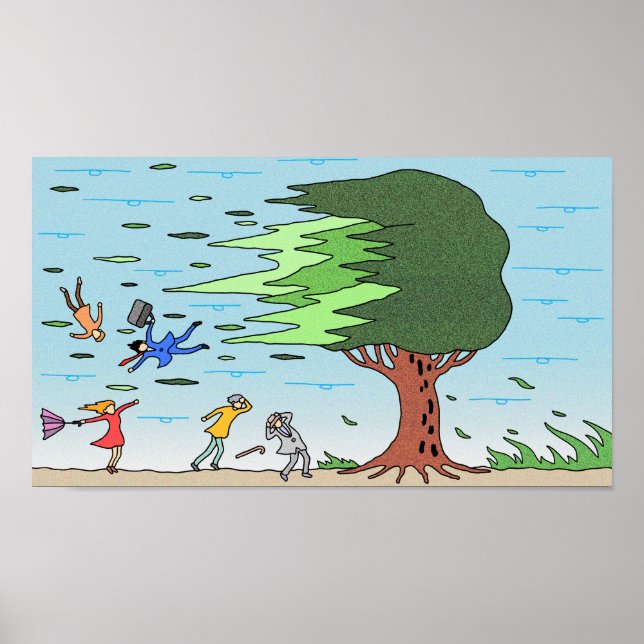 Poster Pessoas no dia em que uma tempestade atingiu. (Frente)