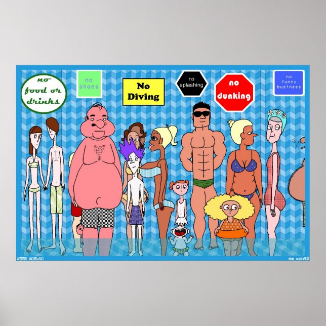 Póster Pessoas piscinas (Frente)