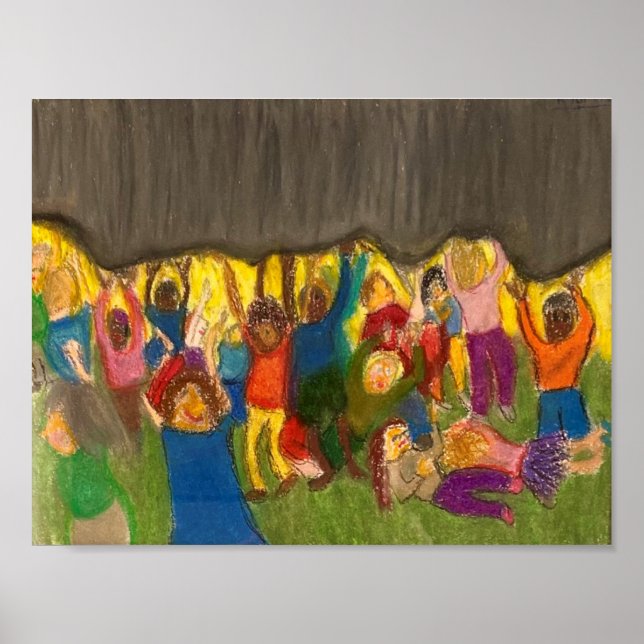 Poster Pessoas trabalhando junto para elevar a opressão (Frente)