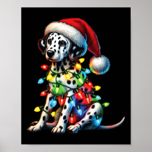 Poster Pet Amantes de os animais Dalmaciano Cão Santa Hat