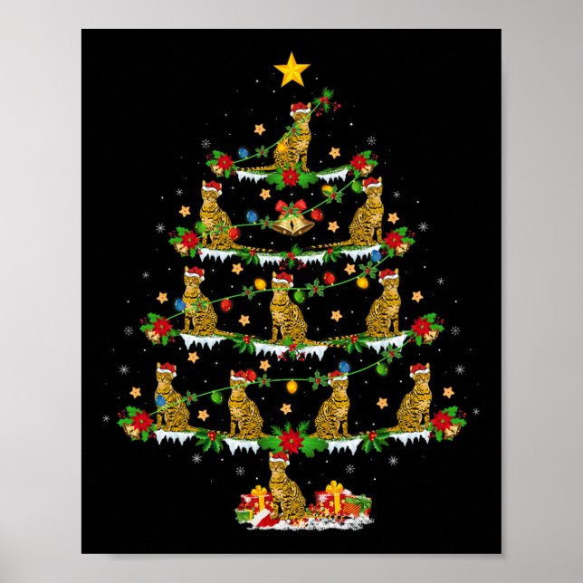 Poster Pet Animal Xmas Lights Papais noeis Bengala Natal  (Frente)
