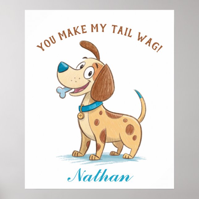 Poster Pet Azul, Playful, Cachorro Puppy Olhado (Frente)