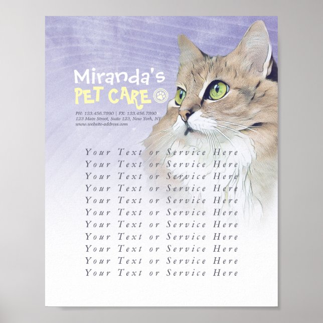 Poster Pet Care Sentando Banhos Alinhando Pet Beausalon (Frente)