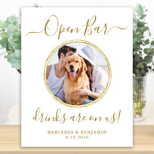 Poster Pet Dog Bar Aberto Bebidas Douradas Personalizadas