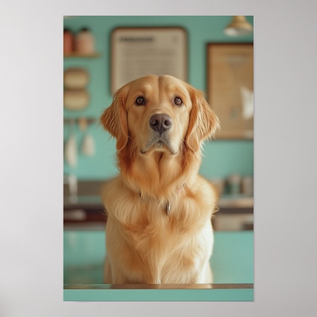 Poster Pet Grooming Salon Boutique Labrador Retrato (Frente)