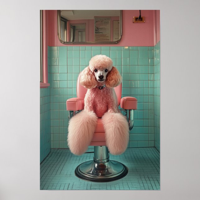 Poster Pet Grooming Salon Boutique Poodle Retrato (Frente)