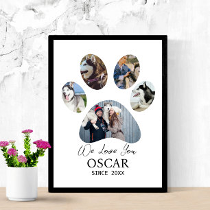 Poster Pet Memorial Personalizado Paw de Colagem de Fotos
