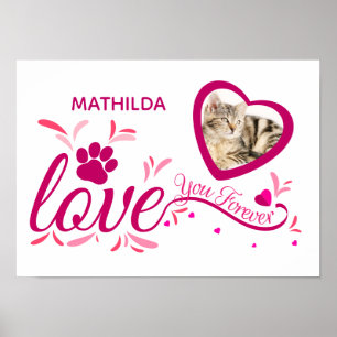 Poster Pet Memorial Souvenir Pink Heart Paw "Eu te amo"