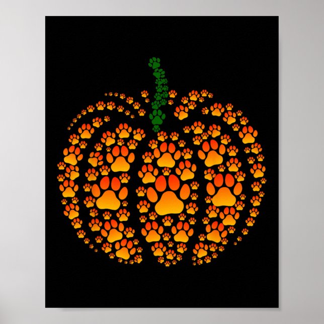 Poster Pet Paw Print Pumpkin Pumpkin Pumpkin Queda Graças (Frente)