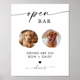 Poster Pet Photo Drink Sign   Sinal de Bar Aberto de Casa