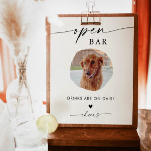 Poster Pet Photo Drink Sign Sinal de Bar Aberto de Casa