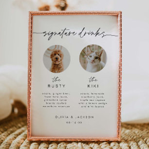 Poster Pet Photo Signature Drink Menu Weding Sign