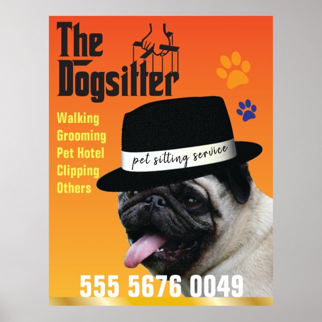 Poster Pet Sentado 🐾 Cachorro Dogdad Walker Confiante (Frente)