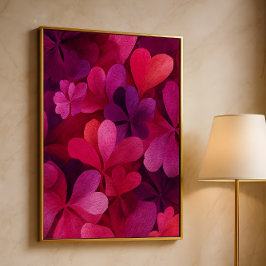 Poster Pétala de Coração Abstrato.Arte floral romântica d