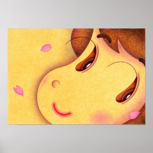 Poster Pétalas de flores e um sorriso minúsculo. (Frente)