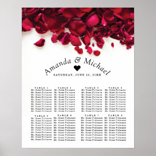 Poster Pétalas de rosa vermelha que Wedding a carta do