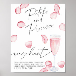 Poster Pétalas e Prosecco - caça ao chá de panela de caça