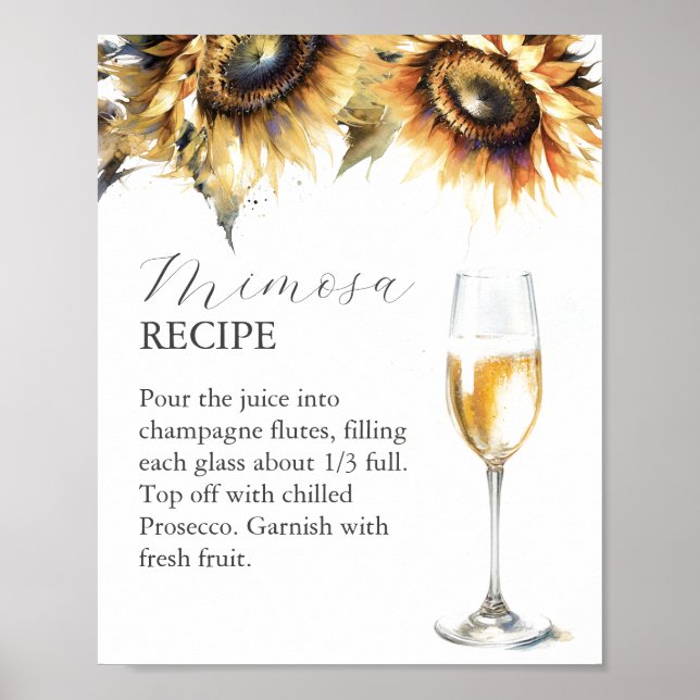 Poster Pétalas e Prosecco Sinal de Bar de Mimosa (Frente)