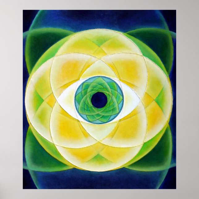 Poster pétalas verdes azuis (Frente)