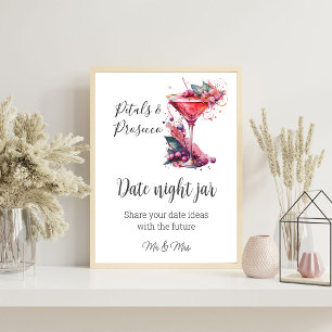 Poster Petals & Prosecco - Jogo de Data do Chá de panela 