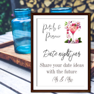 Poster Petals & Prosecco - Jogo de Data do Chá de panela