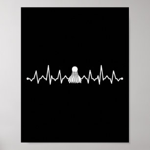 Poster Peteca de Badminton Coração Batida Design Legal Pa