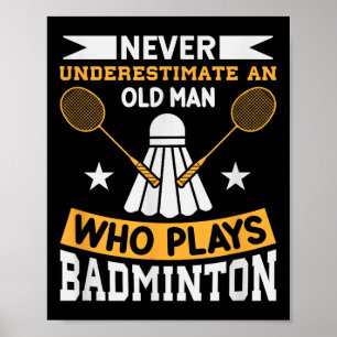 Poster Peteca de Badminton Raquete Jogador de Badminton 