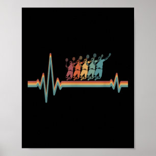 Poster Peteca de Badminton Retro - Jogador Coração Ekg Vi