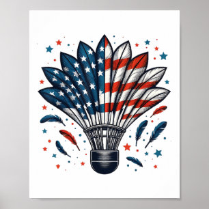 Poster Peteca Engraçada Bandeira Americana dos EUA 4 de J