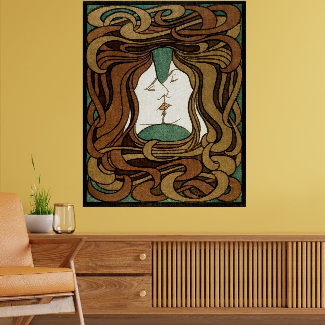 Poster Peter Behrens Kiss Love Abstrato Art Nouveau (Sala de Estar 2)