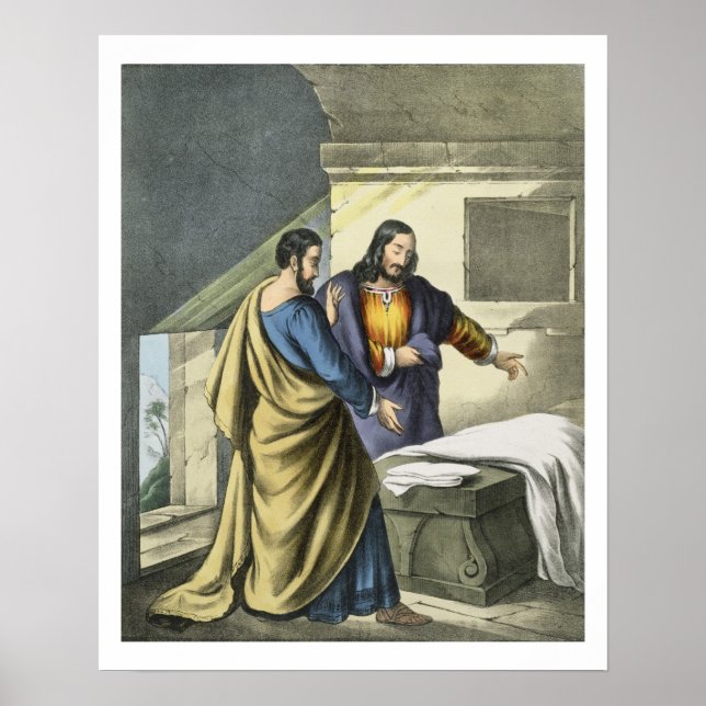 Póster Peter e John no Sepulcher, de uma prina bíblia (Frente)
