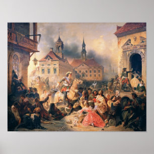 Poster Peter o excelente conquista Narva em 1704, 1859