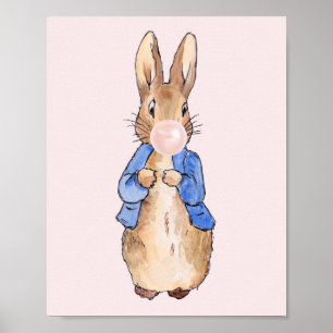 Poster Peter o Rabbit soprando uma pastilha rosa