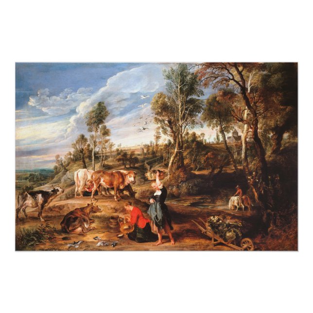 Póster Peter Paul Rubens Milkmaids with Cattle in a Lands (Frente)