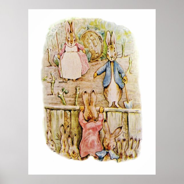 Poster Peter Rabbit Benjamin e Flopsy Bunny Beatrix Pote (Frente)