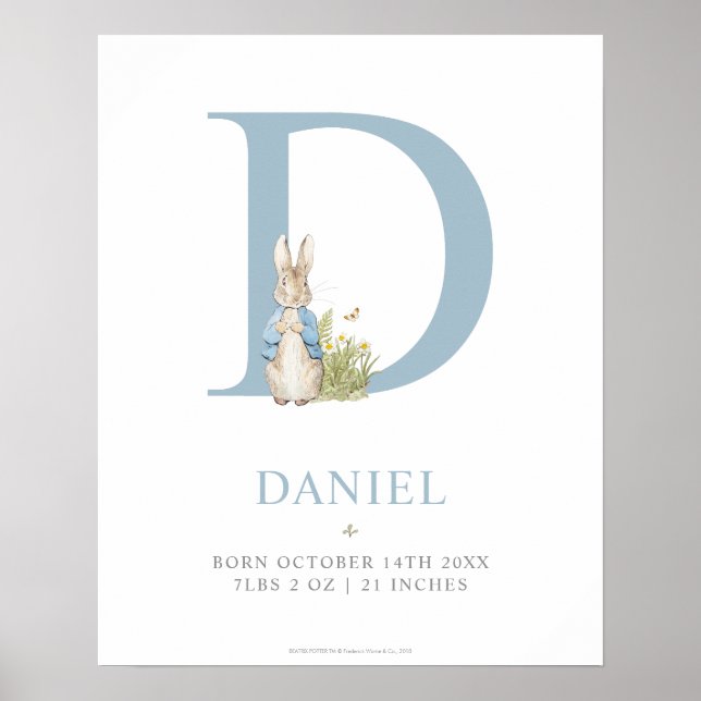 Poster Peter Rabbit | Carta personalizada D (Frente)