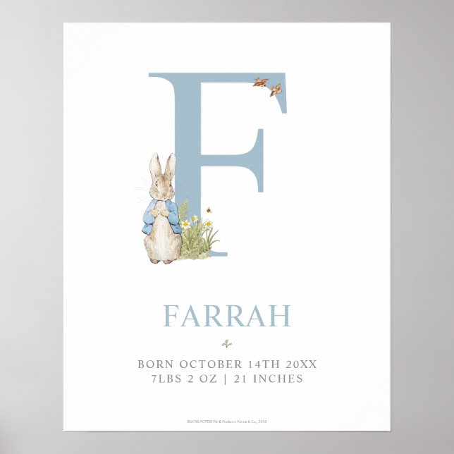 Poster Peter Rabbit | Carta Personalizada F (Frente)