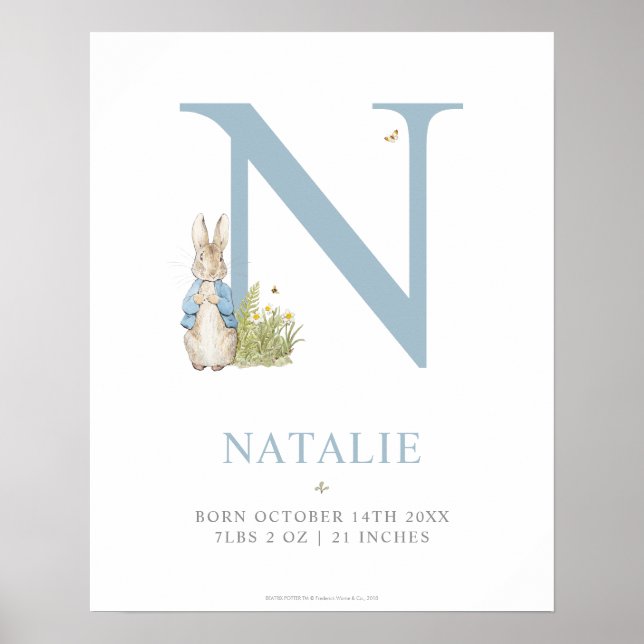 Poster Peter Rabbit | Carta Personalizada N (Frente)
