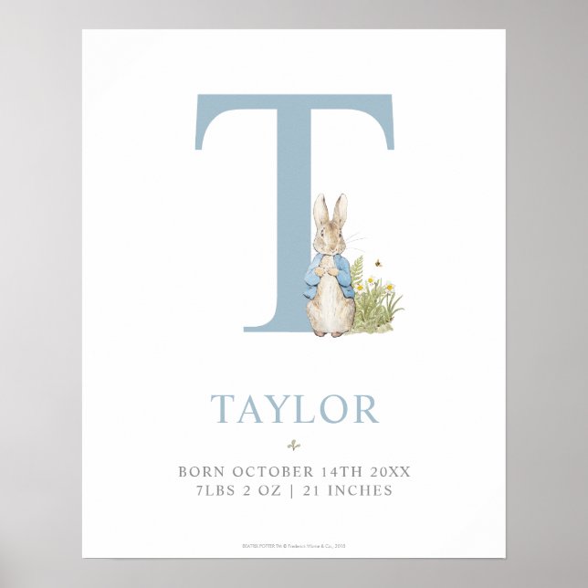 Poster Peter Rabbit | Carta personalizada T (Frente)