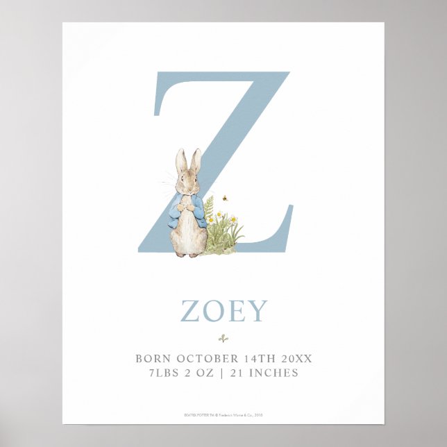 Poster Peter Rabbit | Carta personalizada Z (Frente)