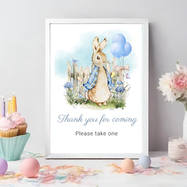Poster Peter Rabbit Chá de fraldas Obrigado Sinal de Favo (Criador carregado)