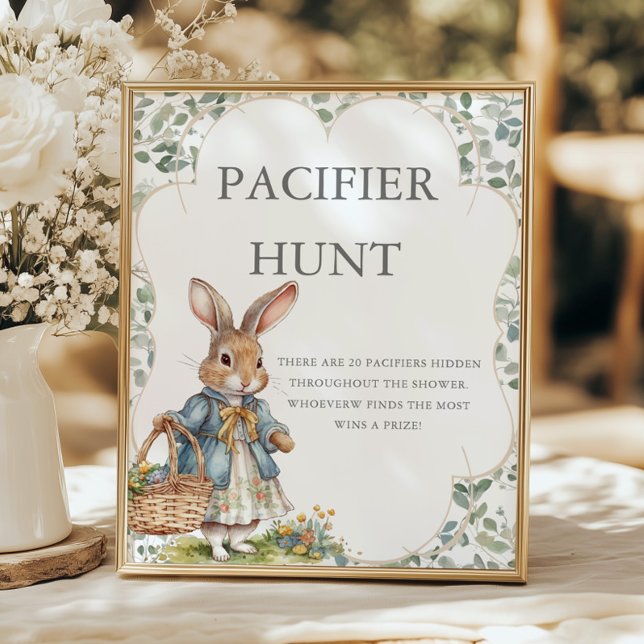 Poster Peter Rabbit Girl Chá de fraldas Pacifier Hunt (Criador carregado)