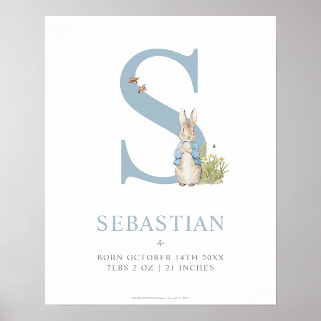 Poster Peter Rabbit | Letra personalizada S (Frente)